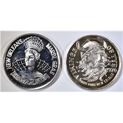 LOT OF 2 SILVER MARDI GRAS MEDALS