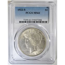 1922-S PEACE DOLLAR PCGS MS-61
