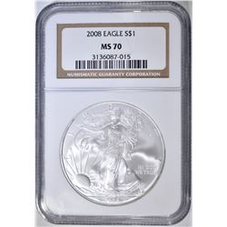 2008 AMERICAN SILVER EAGLE NGC MS-70
