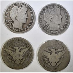 ROLL MIXED DATE BARBER HALF DOLLARS