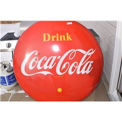 LARGE ANTIQUE 4 ' COCA COLA ADVERTISING BUTTON SIGN