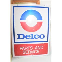 ANTIQUE A/C DELCO CHEVY TIN SIGN