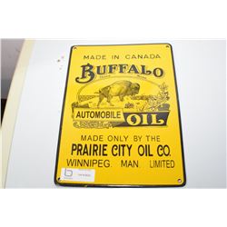 HEAVY LAYERED PORCELAIN BUFFALO OIL SIGN