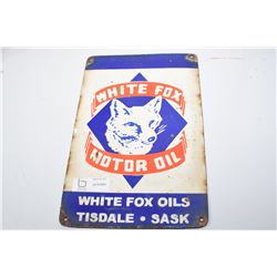WHITE FOX HEAVY PORCELAIN SIGN TISDALE