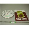 Image 1 : STAMPEDE THERMOMETER PLUS STAMPEDE PLEXIGLASS SIGN (11 X 15 IN LONG)