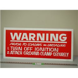 WARNING SIGN (EITHER STIFF PAPER? OR PLASTIC? THIN) (14 1/2 X 34 /14 LONG)
