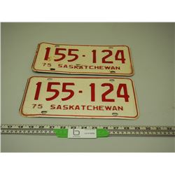 PAIR OF 1975 SASK LICENSE PLATES