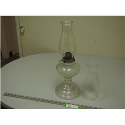 OIL LAMP & CHIMNEY WITH EXTRA CHIMENY