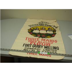 VINTAGE 100 LB THREE MAIDS FLOUR BAG