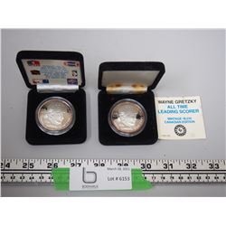 2X THE MONEY WANYE GRETZKY LIMITED EDITION COINS .999 SILVER