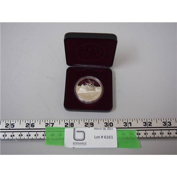 1587-1987 DETROIT DEDAVIS STRAIT CANADIAN SLIVER DOLLAR IN CASE