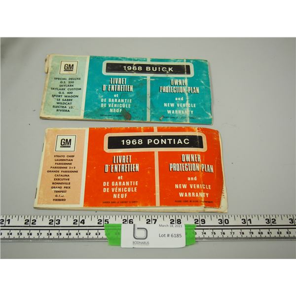 1968 PONTIAC & BUICK OWNERS PROTECTION BOOK PLAN BOOKS