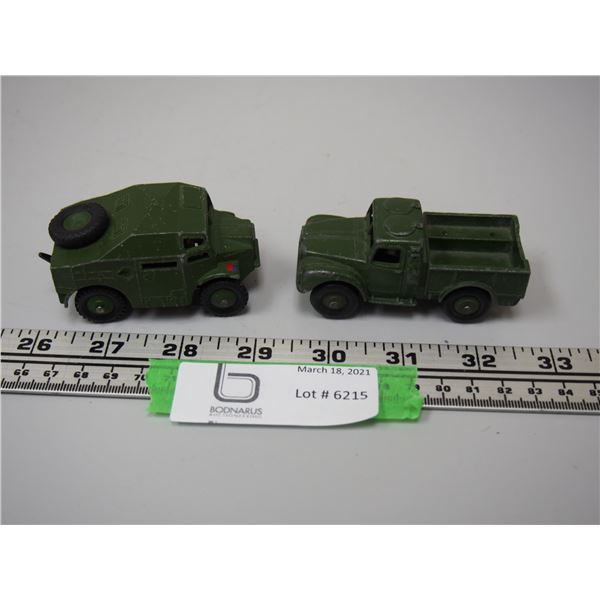 2X THE MONEY/ DINKY TOYS FIELD ARTILLERY TRACTOR & ARMY CARGO TRUCK (BOTH 3 IN LONG)