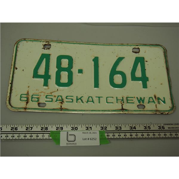 (1) 1966 SASK LICENSE