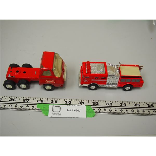 TONKA TOY SEMI & TOY FIRE TRUCK