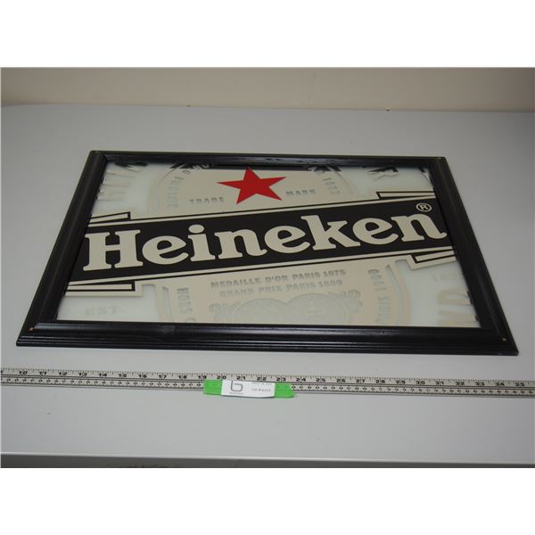 HEINEKEN MIRRORED ADVERTISING IN FRAME (20 1/4 X 26 IN LONG)