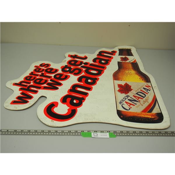 MOLSUN CANADIAN FOAM BOARD ADVERTISING SIGN (28 1/4 X 29 1/2 IN LONG) (DOUBLE SIDED)
