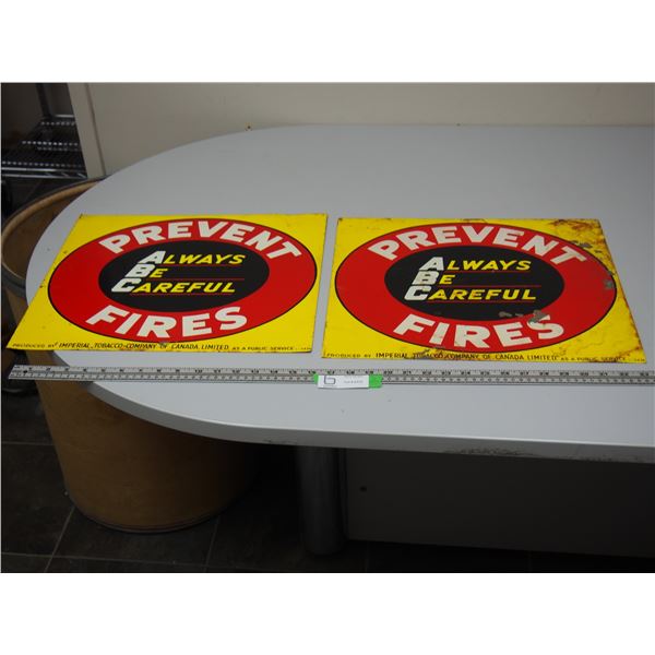 PREVENT FIRES TIN SIGN (2X THE MONEY) (15X17 IN LONG)