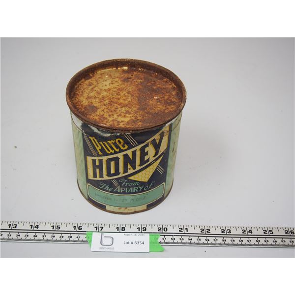VINTAGE PURE HONEY TIN (HANOVER HONEY PRODUCERS FROM MANITOBA)