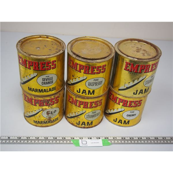 (6) VINTAGE EMPRESS JAM TINS