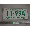 Image 1 : 1968 Sask P Trailer License Plate