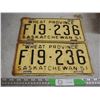 Image 1 : Pair of 1951 Sask License Plates