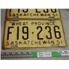 Image 3 : Pair of 1951 Sask License Plates