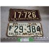 Image 1 : 2X THE MONEY - 1954 & 1955 Sask License Plates