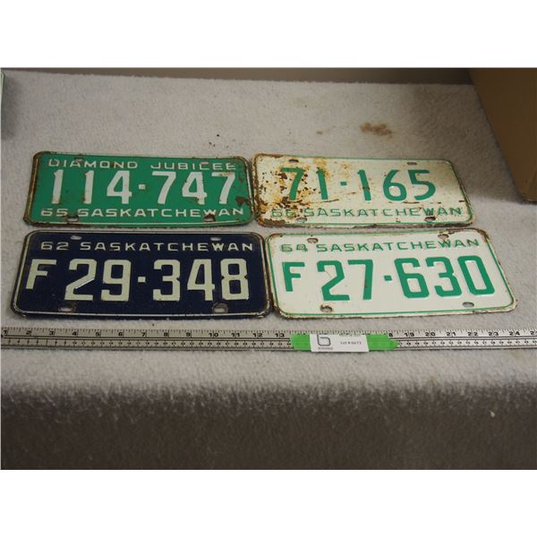 4X THE MONEY 1962, 64. 65 & 66 Sask License Plates