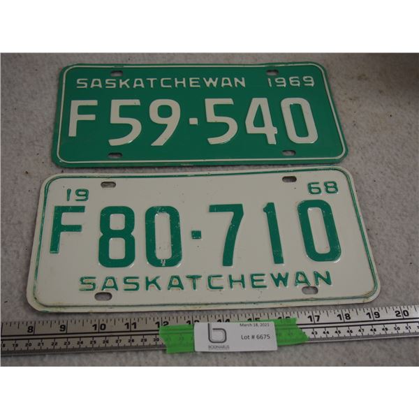 2X THE MONEY - 1968 & 1969 Sask License Plates