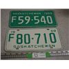 Image 1 : 2X THE MONEY - 1968 & 1969 Sask License Plates