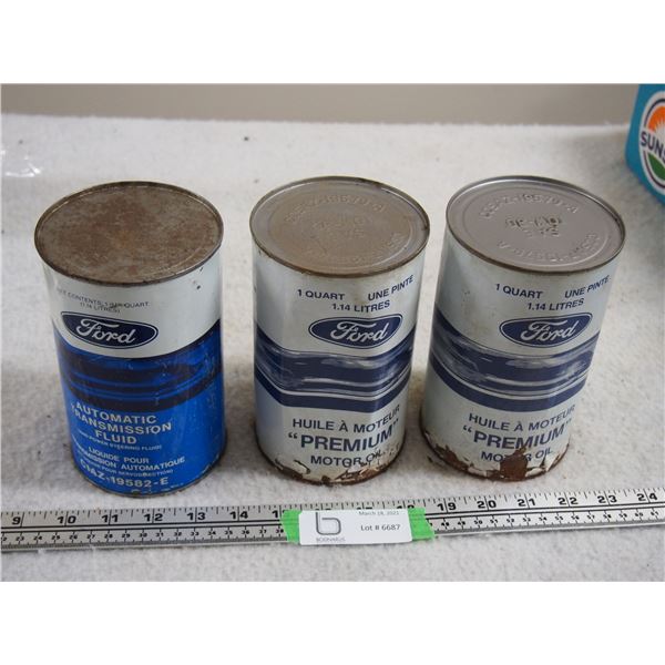 3 Full Ford Oil 10W30 Oil Tins Motor Oil and Transmission Fluid 1L