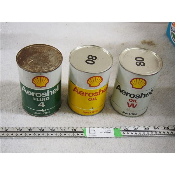 3 Full Aeroshell Tins (Fluid 4, Oil W, Oil)