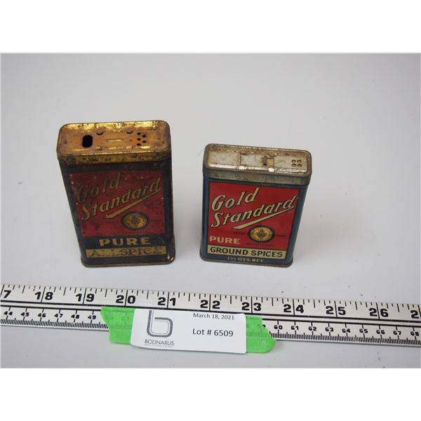 VINTAGE GOLD STANDARD SPICE TINS (2)