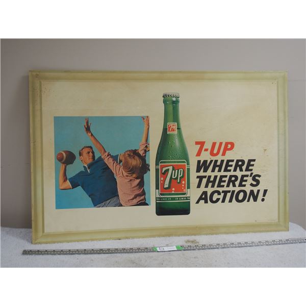 Vintage 7UP Cardboard Advertising Sign (C) 1965 (Store Window Display) 36.75 by 23.5"