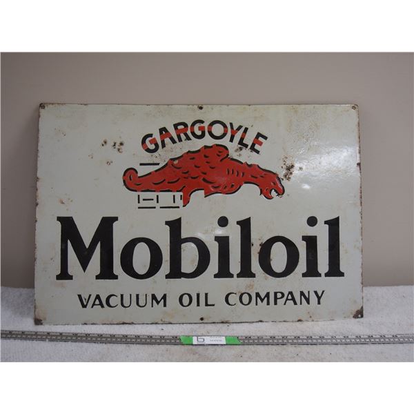 Gargolye Mobil Oil Vacuum Oil Company Sign (RARE BARN FIND) 19 by 28" L