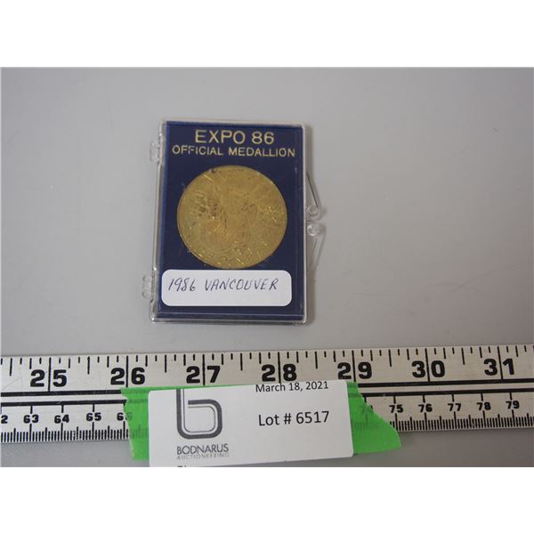 1986 VANCOUBER EXPO OFFICAL MEDALLION