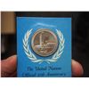 Image 2 : UNITED NATIONS OFFICAL 25 ANNIVERSARY COMEMORATIVE SOLID STERLING SILVER MEDAL