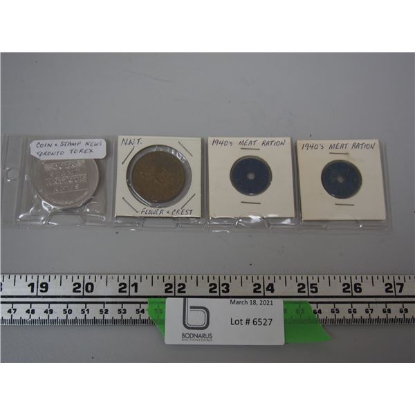 TORONTO TOREX COIN AND NWT FLOWER + CREST COIN + MEAT RATION COINS