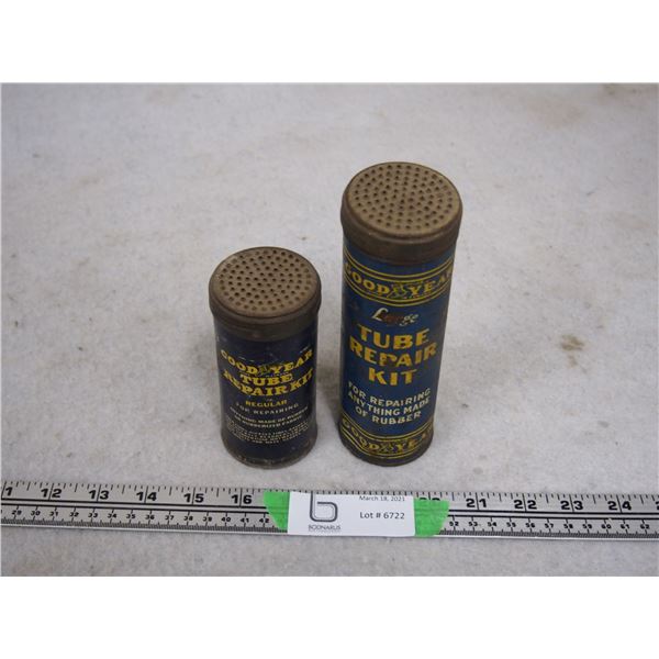 2 Vintage Goodyear Tube Repair Kit Metal Containers
