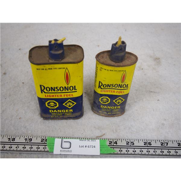 2 Ronsonol Metal Lighter Fuel Tins