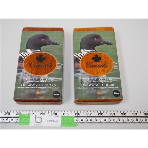 THE ELUSIVE LOON $1 LIMITED EDITION STAMP & COIN SET IN CASES