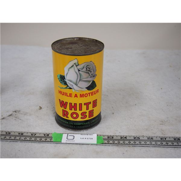 White Rose Motor Oil Re-Wrap 1 Quart Tin Empty