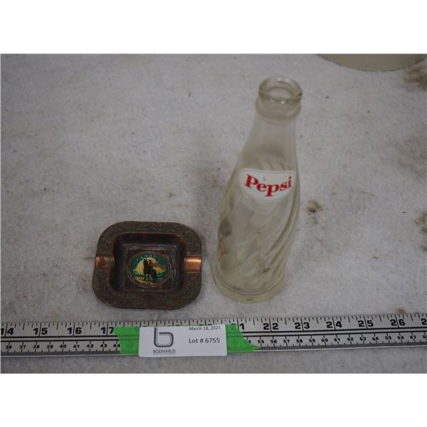 Canada RCMP Copper Ashtray and Pepsi Bottle 7.75" T