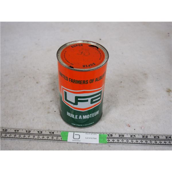 United Farmers of Alberta 1 Quart Oil Tin EMPTY Sae 30