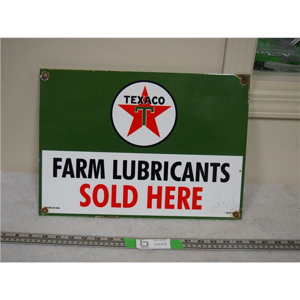 Texaco Farm Lubricants Metal Sign 12 by 16.75"