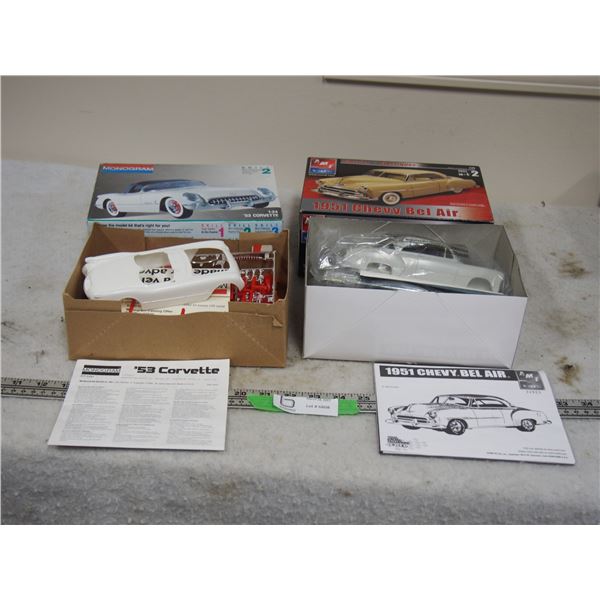 2X THE MONEY - 1951 Chev Bel Air, 1953 Corvette Unassembled Plastic Model Kits with Instructions