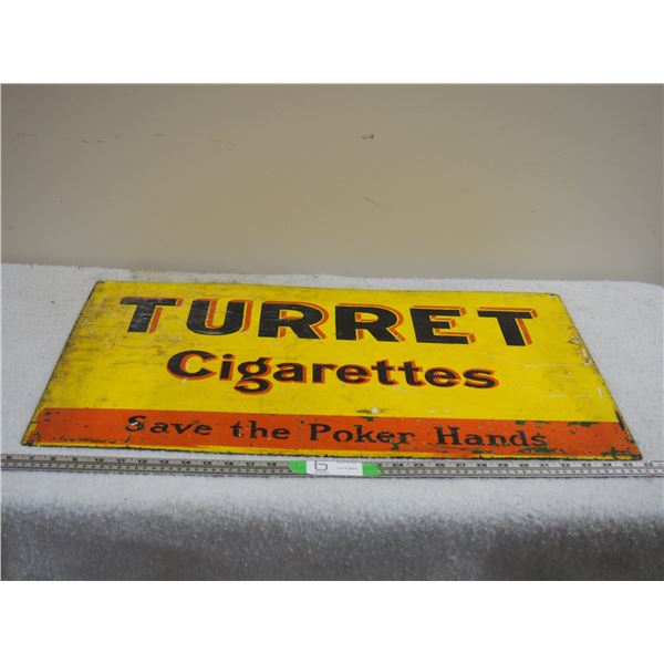 Turret Cigarettes Enamel Sign 18 by 30"