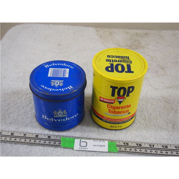Belvedere Tin Can and Top Cigarette Tobacco Carboard Can