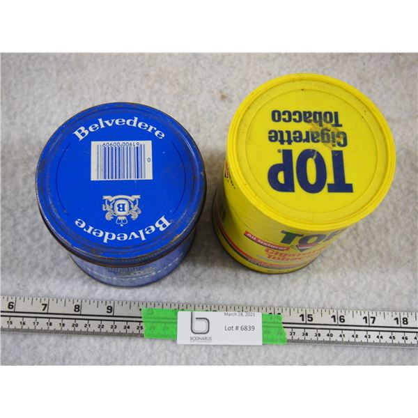 Belvedere Tin Can and Top Cigarette Tobacco Carboard Can